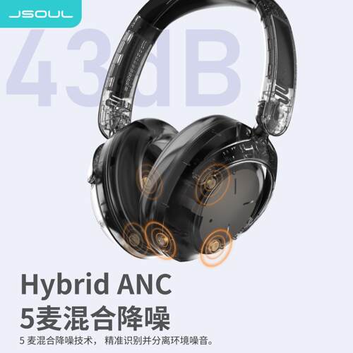 JSoul Mate Pro无线混合降噪头戴蓝牙耳机滑动触控