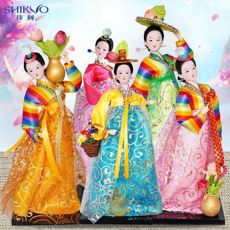 韩国朝鲜娃娃人偶人形绢人娃娃料理酒店婚庆工艺装饰品摆件民俗