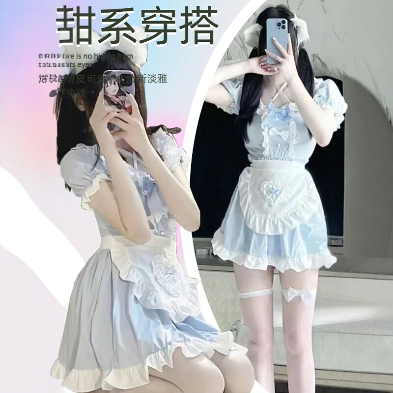日系女仆洛丽塔可爱挂脖睡裙