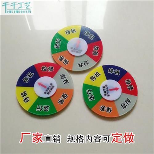 设备状态标识牌模具/治具机械标示强磁中英文对照旋转状态牌定制