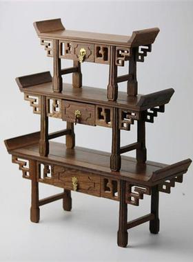 红木雕刻工艺品实木奇石盆景佛像底座鸡翅木长方形雕花底座小条案