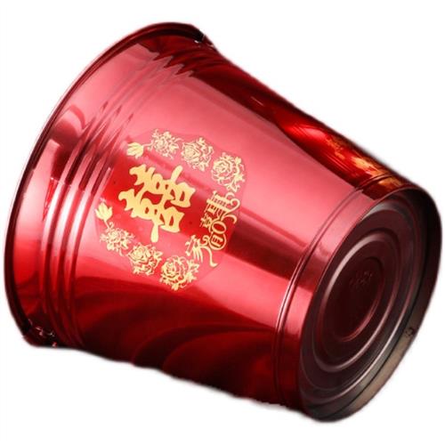 结婚喜桶新娘陪嫁红桶子婚庆水桶不锈钢子孙桶红色铁桶加厚家用