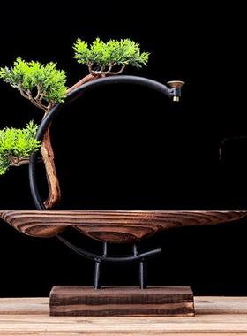 创意手工大自然禅意根雕风化木人物底座摆件家居玄关电视柜装饰品