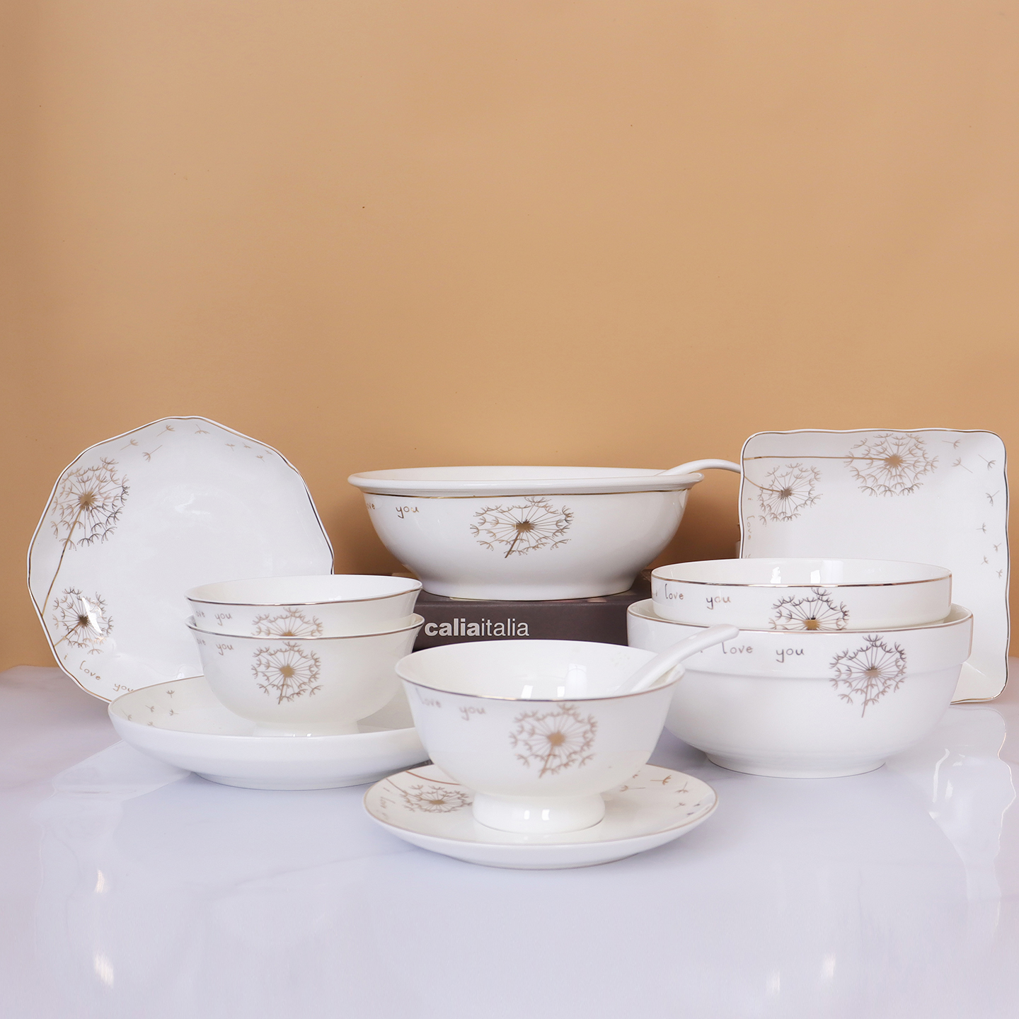 【风之物语】天顺陶瓷碗盘家用饭碗碟套装酒店餐具盘子碗新骨瓷碗