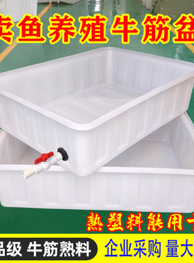 加厚牛筋塑料水箱长方形水产养殖养鱼箱熟胶盆养龟箱大容量方水桶