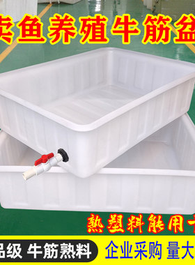 加厚牛筋塑料水箱长方形水产养殖养鱼箱熟胶盆养龟箱大容量方水桶