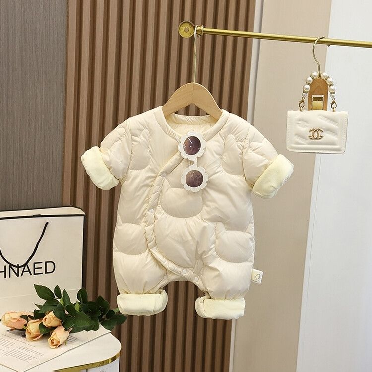 婴儿轻薄绣花绒羽绒服男