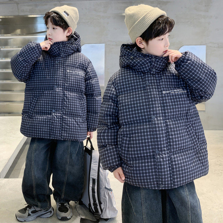 儿童装男童冬装羽绒服2025新款中大童跨境男孩外套格子洋气棉衣,童装/婴儿装/亲子装,羽绒服,淘宝优惠券,粉丝福利购,淘宝优惠卷