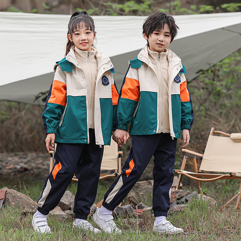 小学生校服冲锋衣三件套冬季儿童班服加厚幼儿园园服秋冬装教师服