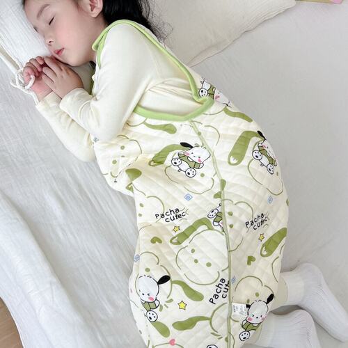 男女童无袖背心儿童连体马甲保暖超萌秋冬加绒护肚睡袋空调家居服