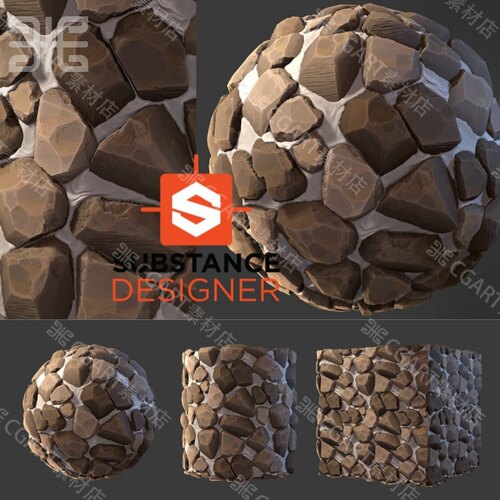 substance designer沙子岩石石头地面地形材质sd石块墙壁材质sbs