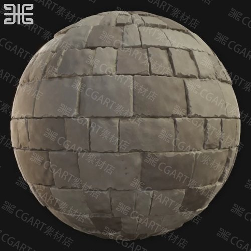 Substance Designer风格化长方形墙壁砖石砖墙砖纹理SD SP材质球