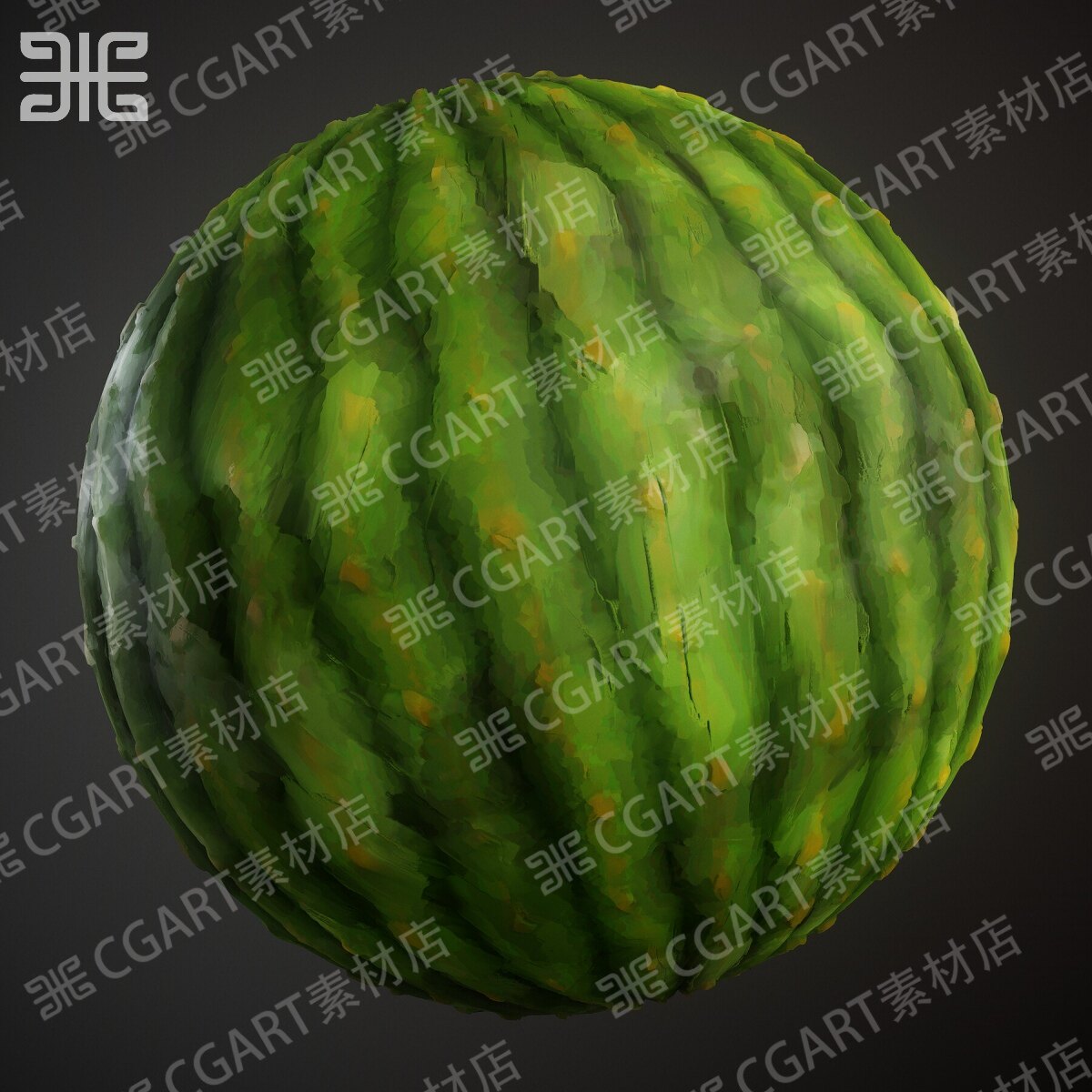 Substance Designer风格化手绘仙人掌植物纹理sd卡通sp材质球sbs