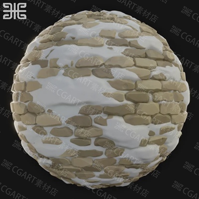 Substance Designer风格化地面雪地白雪地砖石块石头纹理SD材质球