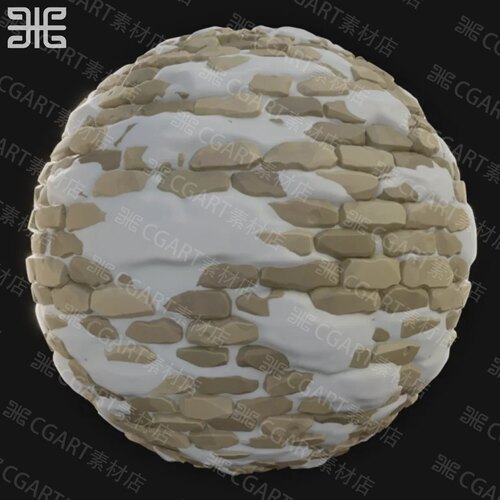 Substance Designer风格化地面雪地白雪地砖石块石头纹理SD材质球