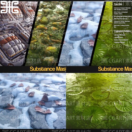 Substance Designer冰雪地沼泽河床材质SD水生菜材质sbs含教程