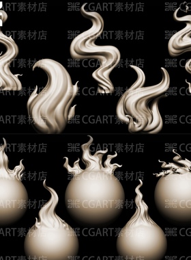 zbrush火焰火苗火把zbp焰火模型笔刷zb画笔obj模型Blender笔刷vdm