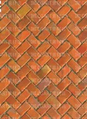 Substance Designer风格化道路红砖石砌砖铺地石纹理sd材质球pt