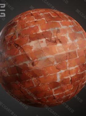 Substance Designer风格化手绘裂开红砖块砖材质球sd破损砖墙材质