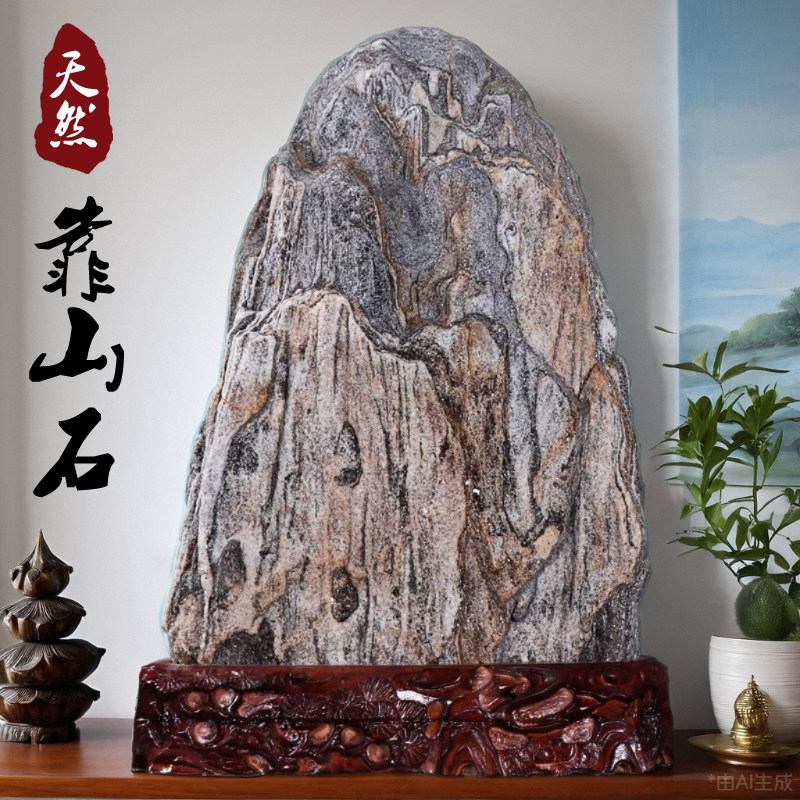 正宗天然原石风水石镇宅泰山石敢当家用靠山石办公室内奇石头摆件