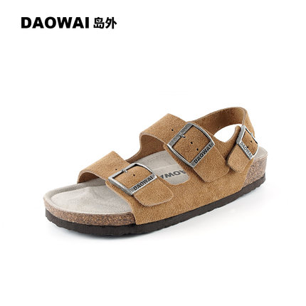 岛外DAOWAI博肯鞋夏季一字带软木凉鞋两带时尚休闲男女两用勃肯鞋