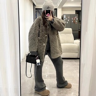 宽松慵懒风休闲毛毛上衣 冬季 2025新款 羊羔毛皮毛一体外套女中长款