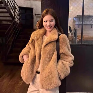 2025新款 女立领超火高级感环保皮草毛毛外套 仿水貂皮毛一体冬季