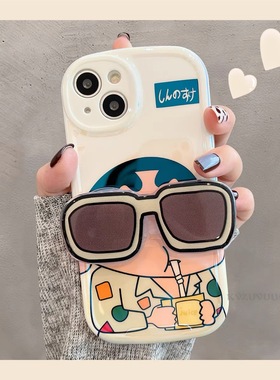 墨镜可爱小新适用一加ACE6手机壳1+13T新款Ace3PRO/2ACE5竞速版至尊12软壳15防摔一加9/7女8T保护套9TR2V直边