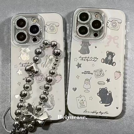 小熊玩偶手链适用于oppo findx9手机壳x8prox7/reno14pro/13/12女K12S/11/10软A5A6proA3新款ace2羽纱保护套