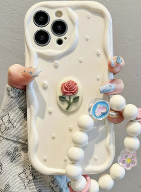 立体玫瑰手链适用于华为nova15手机壳14pro/13/12/10seNova9pro女nova8全包nova7创意Nova6/Nova5保护壳水滴