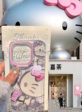 奶茶联名小猫适用于真我realme13手机壳12pro/11/10gt大师探索gtneo5se/7女v60pro全包GT8pro/GT7/10天使眼