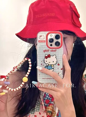 蓝色格纹小猫适用于opporeno15手机壳14pro13/12/10pro+9/8/7A5新款findx9x8Ultrax7findx6pro女reno2Z天使眼