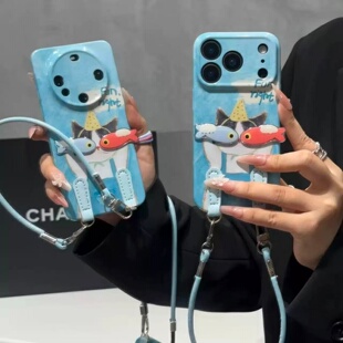 火翔小猫小鱼适用于oppo reno15pro手机壳reno14/reno13Reno12/109/6/7se女r15标准保护套reno5/4/3女r17菲林