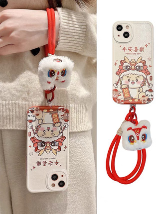 舞狮龙年熊猫适用于opporeno15pro手机壳14/13/12pro新款reno8/7/6/5pro+保护套r17/r15xr11r9s全包ace2直边