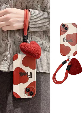 毛绒爱心腕带适用于华为nova15pro手机壳14/13/12/11Ultra女nova10/9se/8pro保护套nova5pro/6se创意4/3胖妹