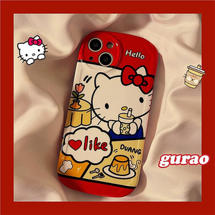 卡通红色小猫适用于华为p80手机壳pura70pro/60pro+新款mate80/70/60/40E/50保护套防摔p30/20/女MATE9直边