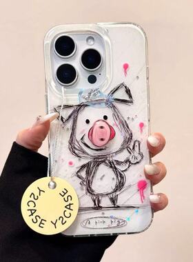 火翔旋转小猪适用于OPPOFindX9手机壳X8/X7Ultra/X6Reno15/13真我realme15/K12SGT8新款A6A3pro/A2M/y35大孔