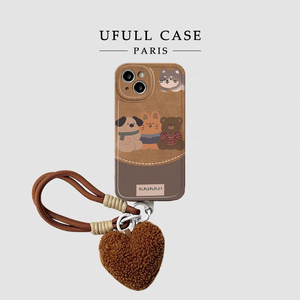 秋冬咖色小熊适用于realme真我gt8pro手机壳neo7/7x/6se新款真我15T14pro+/13/12保护套x50v60女Q5/Q3S/2直边