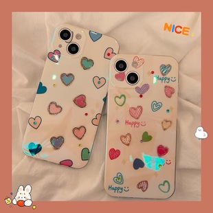 200i y500新款 s50 彩色爱心镭射适用于vivox300pro手机壳x200 s19 x80保护套y300pro s30 18防摔y78透明 x90s