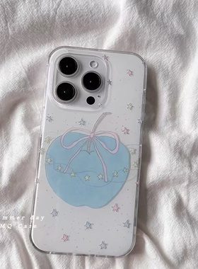 蓝色水果星星适用于opporeno15pro手机壳14/13pro10/9/8保护套新款reno7/6女renoace2全包r17/15x/11st透明