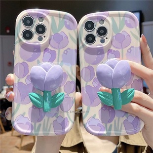 金香花朵支架适用于vivox300pro手机壳x200x90x80PRO70t女款y500/200GT/y300i保护套s50S30PRO/20/19nex直边