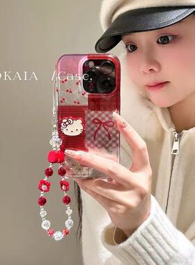 酒红樱桃KT适用于真我realme13pro+手机壳12X/gt大师版保护套gtneo7/neo6女GT7/6pro/v25/v23/q3sq5x羽纱