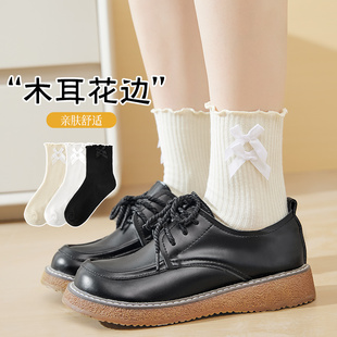 款 蝴蝶结袜子女四季 纯棉中筒袜韩系ins潮无骨百搭长袜小清新穿搭