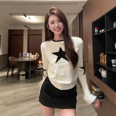 韩系甜酷秋季针织上衣短裙套装女