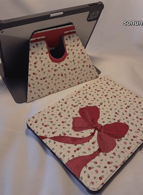 倚琪 大蝴蝶结2025新款iPad10/9保护壳适用苹果air5/4/3透明8旋转10.2卡通Pro12.9/13亚克力mini7平板硅胶套6