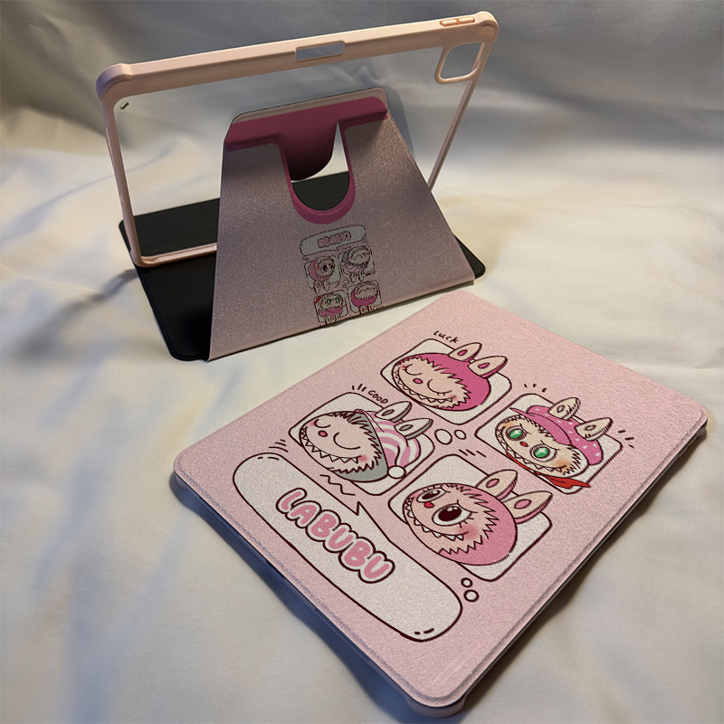 倚琪 粉拉布布2025新款小米平板8保护壳适用11英寸红米pad7带笔槽旋转电脑pro6透明卡通12.4寸7Spro硅胶套