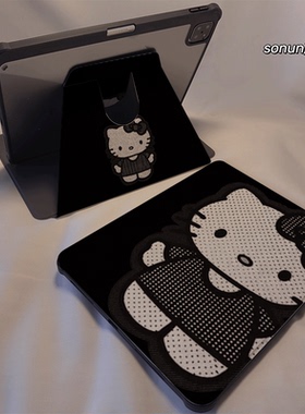 倚琪 黑白凯蒂2025新款matepad12保护壳适用华为matepad air2透明7荣耀平板V9pro带旋转V8卡通magic硅胶套se6