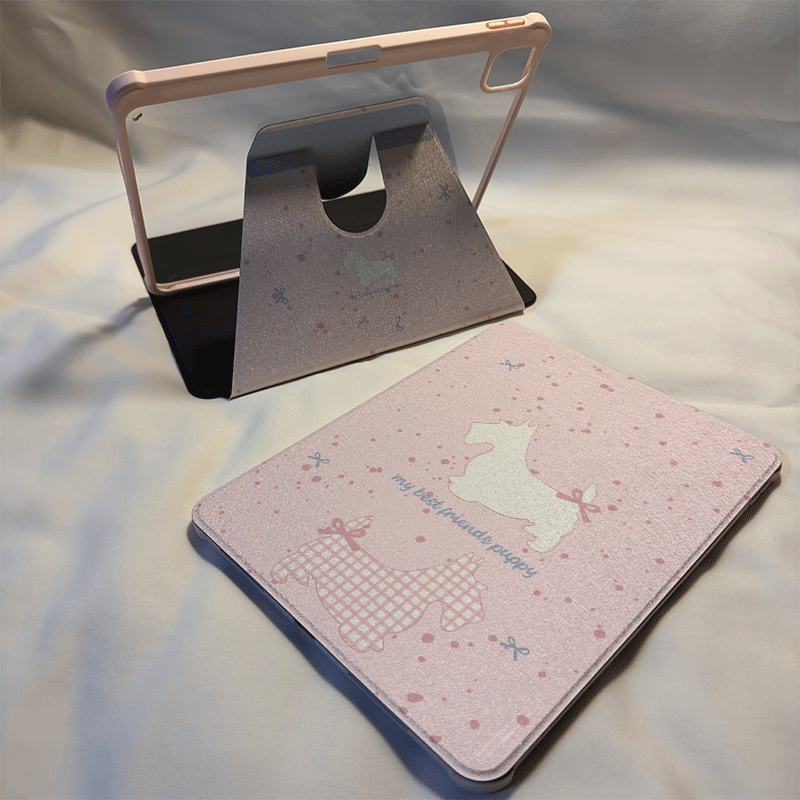 倚琪 粉色木马2025新款iPad10/9保护壳适用苹果air5/4/3透明8旋转10.2卡通Pro12.9/13亚克力mini7平板硅胶套6