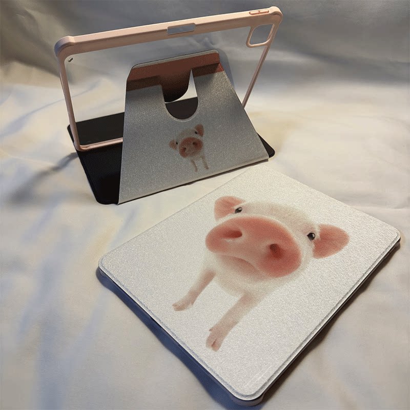 倚琪粉色小猪2026新款小米平板8保护壳适用11英寸红米pad7带笔槽旋转电脑pro6透明卡通12.4寸7Spro硅胶套