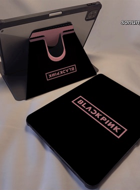 倚琪 粉红字母2025新款iPad10/9保护壳适用苹果air5/4/3透明8旋转10.2卡通Pro12.9/13亚克力mini7平板硅胶套6